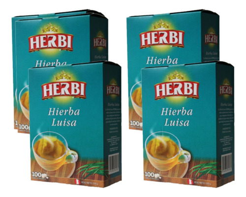 Pack Te Hierba Luisa ( Lemongrass ) 4 Cajas De 100 Bol.