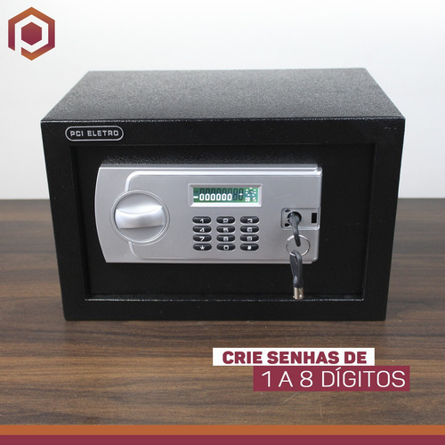 Imagem 2 de 6 de Cofre Display Eletrônico Digital Chave Senha 20mm 6kg 8l