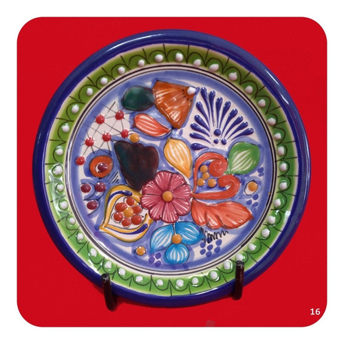 Imagen 4 de 7 de 3 Platos Talavera Poblana Colores 15 Cm Diseños Diferentes