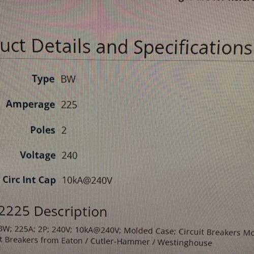 Cutler Hammer Bw2225 Molded Case Circuit Breaker 225a 12 Bby