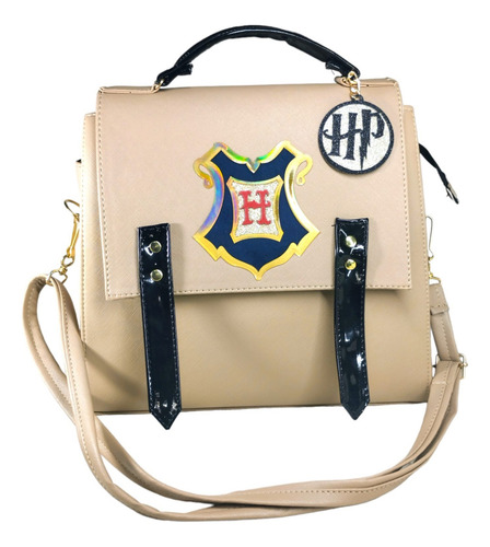 Bolsa Mochila Harry Potter Convertible 2 En 1 Acabado De Los Herrajes Oro Color Caqui Correa De Hombro Caqui Diseño De La Tela Liso