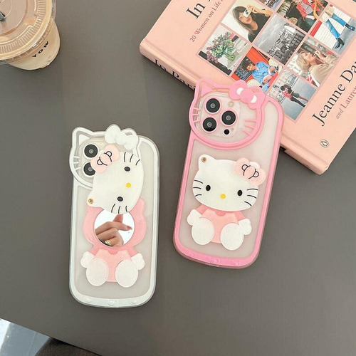 Qu Para iPhone Funda,mirror+silicone Phone Case Gatito