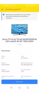 Tv LG 4k Smart Tv 65