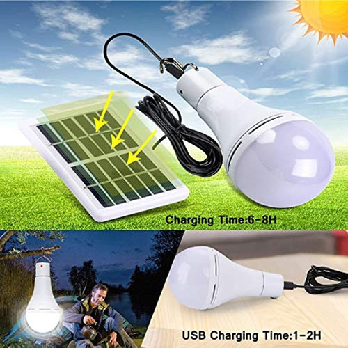 Bombilla Afoskce Luz Solar Al Aire Libre Recargable Con Ener