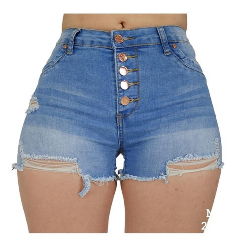 Shorts Jeans Mujer Elasticado 