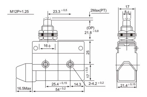 Imagen 4 de 6 de Cz-7310 Cntd Interruptor Limite 1nc+1no Embolo Montaje Panel