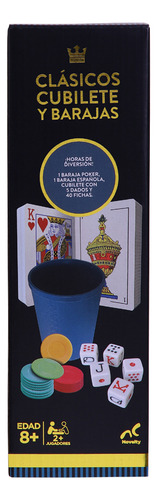 Set De Juegos Cubilete Y Barajas Foil