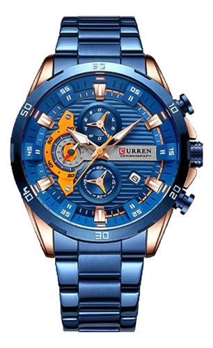 Reloj Curren 8402 Azul Pulso Acero  Hombre 