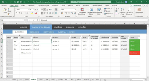 Planilha De Controle Para Corretores De Empréstimos 4.0