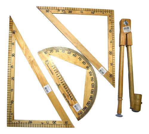 Juego De Geometria Pizarrón Madera Reforma Educativa 4 Pz