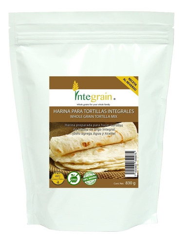 Harina Preparada Para Tortillas Integrales 830g Integrain