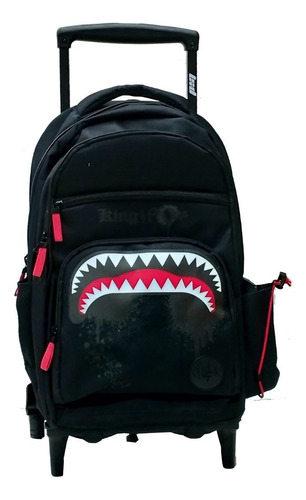 Mochila Escolar Carrito Con 3 Ruedas Tiburon Lsyd - Lemi Eq Color Negro Diseño De La Tela Liso