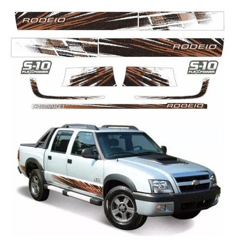 Kit Adesivo Chevrolet S10 Rodeio 4x4 Flexpower 2011 Ca1273 Cor Marrom