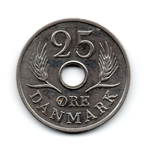 Moneda Dinamarca 25 Ore Año 1967 Km#855.1