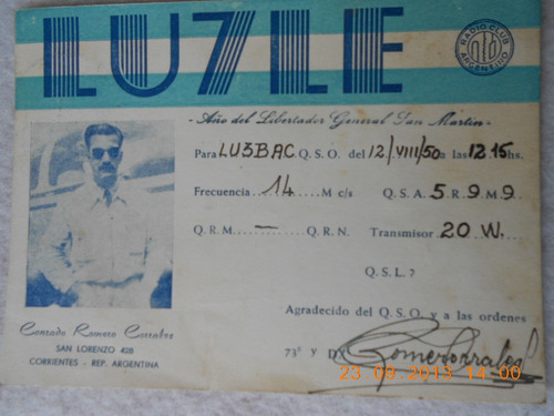 Postal Y Sello Postal Radio Aficionado De Corrientes 1950