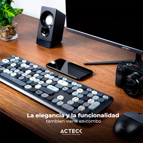Kit Teclado Y Mouse Acteck Mk475 Inalambrico Delgado Gris