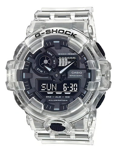 Reloj Casio Ga700ske7a Para Hombre Original Semi-trasparente Color De La Correa Semi-transparente Color Del Bisel Semi-transparente Color Del Fondo Gris
