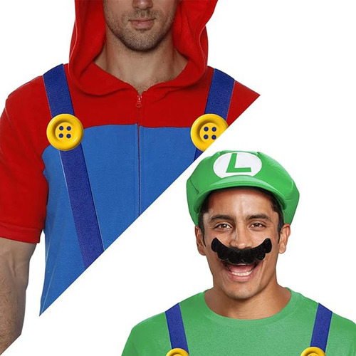 N Kit Disfraz Super Mario Bross Y Luigi Superheroe Para