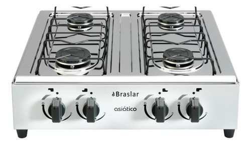 Fogão Portátil Braslar 4 Bocas A Gás Inox Branco