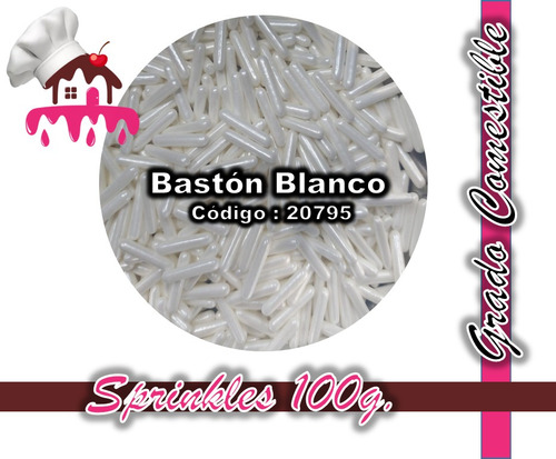 Sprinkle Comestibles Para Decoración Bastones Blancos