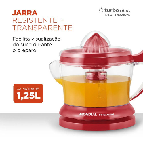 Espremedor De Frutas 1 Mondial 1,25ml E-23 Vermelho 127v