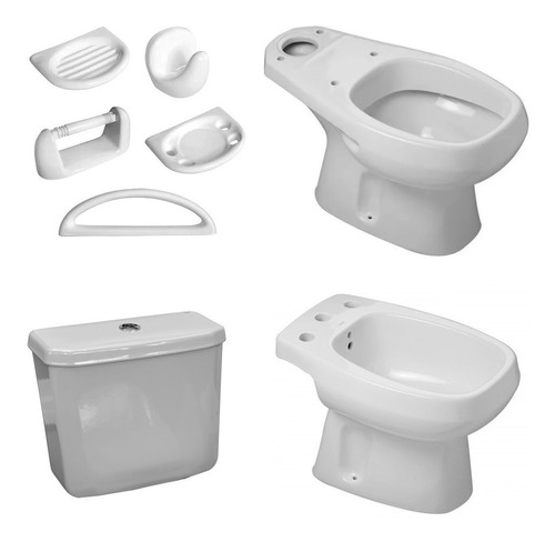 Combo Para Baño Roca Mónaco Largo + Accesorios - 9 Piezas