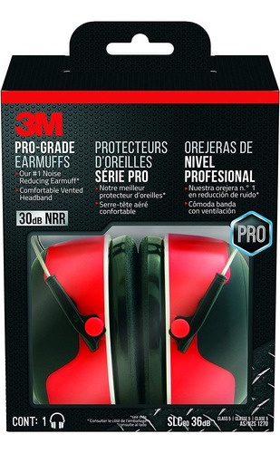 3m Pro-grade Orejera Reductora De Ruido  Nrr 30 Db  Ligera Y