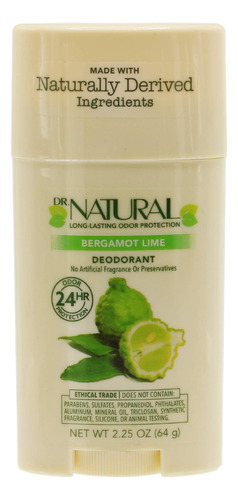 Dr Natural Bergamota Lime Desodorante En Barra Hecho De Ing.