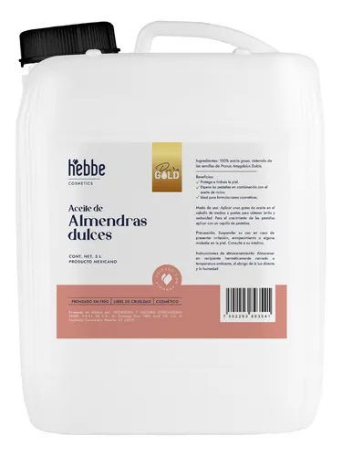 comprar Aceite De Almendras Dulces 100% Puro Uso Cosmético Todo Tipo De Piel Hebbe Cosmetics 5L