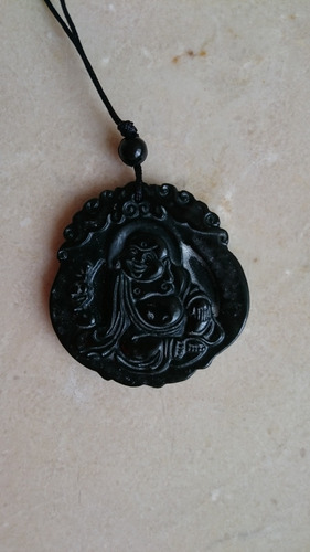 Imagem 3 de 6 de Pingente / Amuleto Buda Alegria Jade Preta