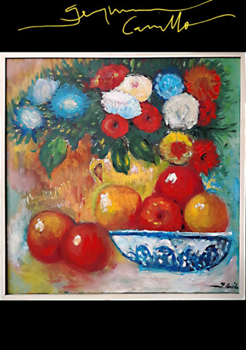 Bodegon Arte Cuadro Pintura Decoracion Casa Obra Flores Frut