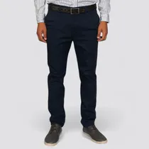 Comprar Pantalón De Vestir Azul De Gabardina Corte Chino - T 36\u002F54