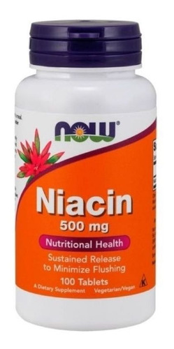 Niacina 500 mg de liberación prolongada 100 comprimidos | Now Foods