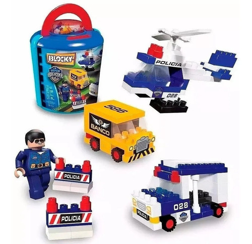 Imagen 1 de 4 de Bloques Blocky Super Policía Balde 120 Pzs 01-0673 Educando
