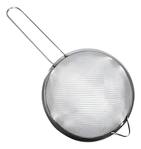 Colador Malla De Acero Inoxidable Con Mango 18 Cm Gris