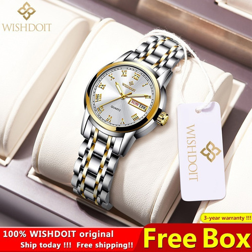 .. Reloj Wishdoit Original For Mujer, A La Moda, Dorado Y