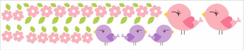 Adesivo De Parede - Kit Infantil Pássaros E Flores