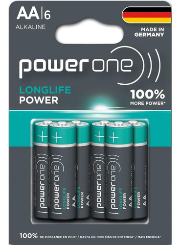 6 Pilas Aa Power One: Baterias Alcalinas De Larga Duración