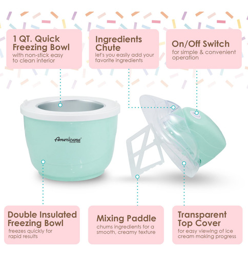 Máquina Para Hacer Helados Elite Gourmet Eim520m, 1 Litro, C