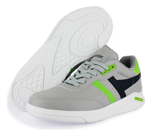 Tenis Newk Hombre Linea Blandengue Color Gris Verde