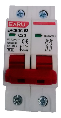 Interruptor Termomagnético Dc 1000v Solar Fotovoltaico 20 A