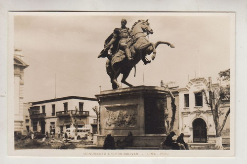 Antigua Postal Monumento Simon Bolivar En Lima Peru Vintage (Usado)