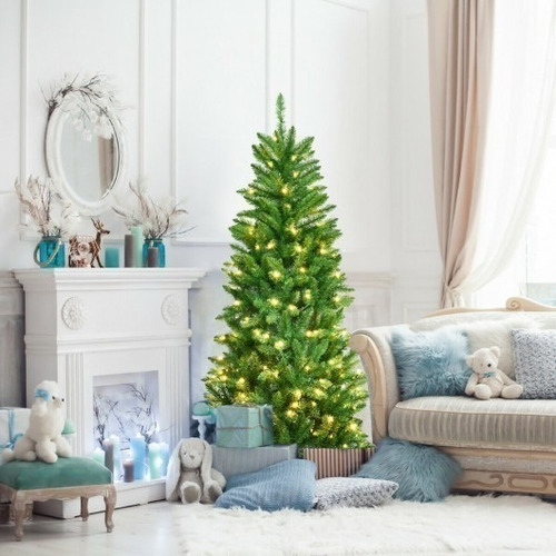 Árbol De Navidad Tipo Lápiz Preiluminado 5 Pies Luz Calida