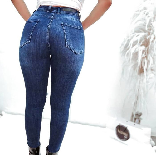 Pantalón Jeans Dama Rotos Azul Oscuro