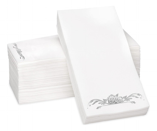Servilletas De Papel Airlaid Con Estampado De Hoja De Plata