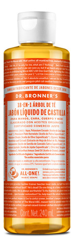 Jabón Liquido De Castilla Dr Bronner's Aroma Tea Tree 240ml