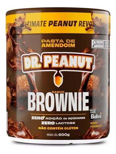 Pasta De Amendoim Com Whey Protein – 600g – Dr. Peanut Sabor Brownie