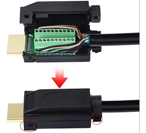 2piezas Adaptador/conector Hdmi Macho Con Clema Para Armar