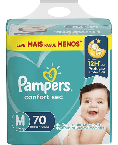 Fralda Pampers Confort Sec Tamanho M, 70 Unidades