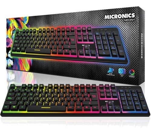 Teclado Gamer Micronics  Neon+ - Mic K709 - Negro